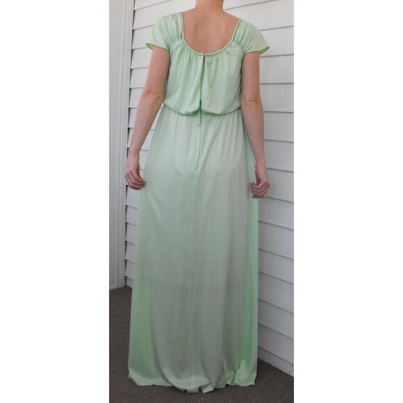 Light Pastel Green Dress Maxi Formal Mint Vintage 70s Spring S XS - Picture 3 of 7